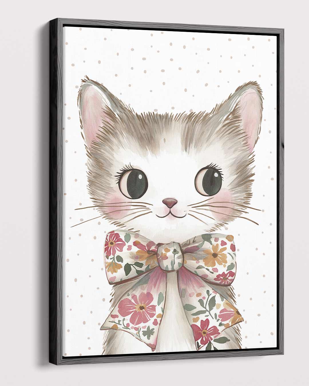 Schattige Kat met Bloemenstrik – plexiglas wanddecoratie in portret formaat