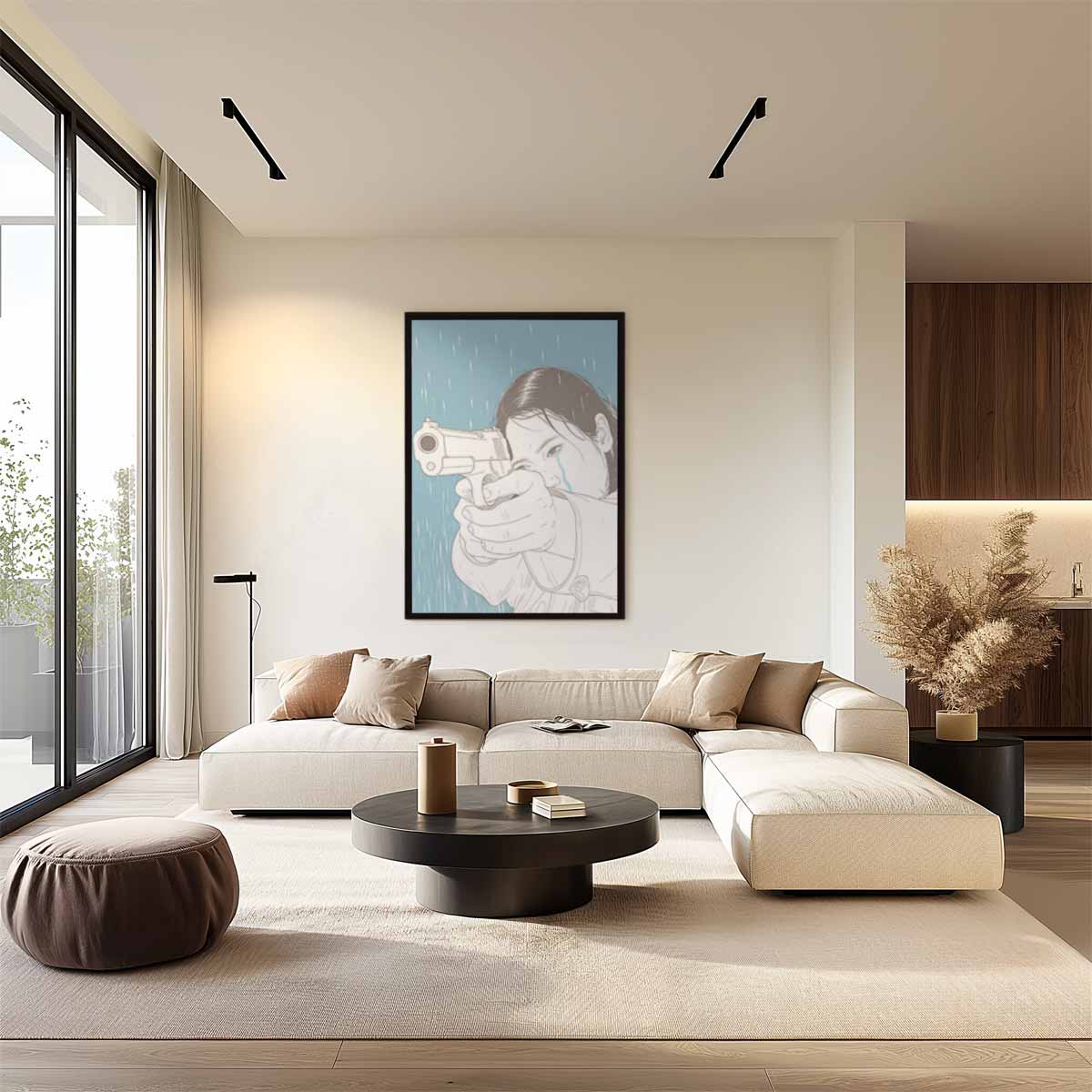 Kracht en Emotie in Regen – dibond wanddecoratie in staand formaat