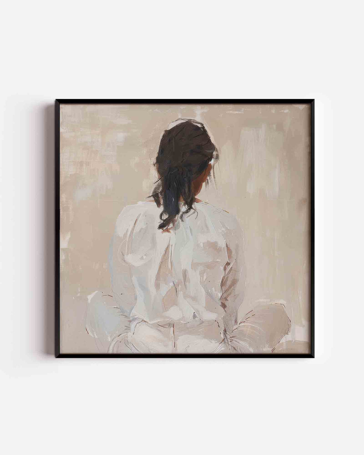 Vrouw in witte kleding – design vierkante poster als wanddecoratie
