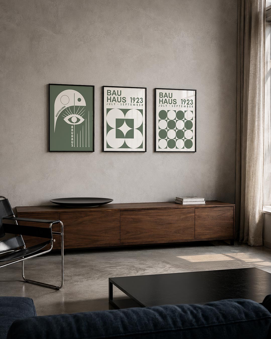 Oog en lijnen driedelige posterset – deze posterset in drie delen toont een groot oog centraal, omringd door strakke lijnen