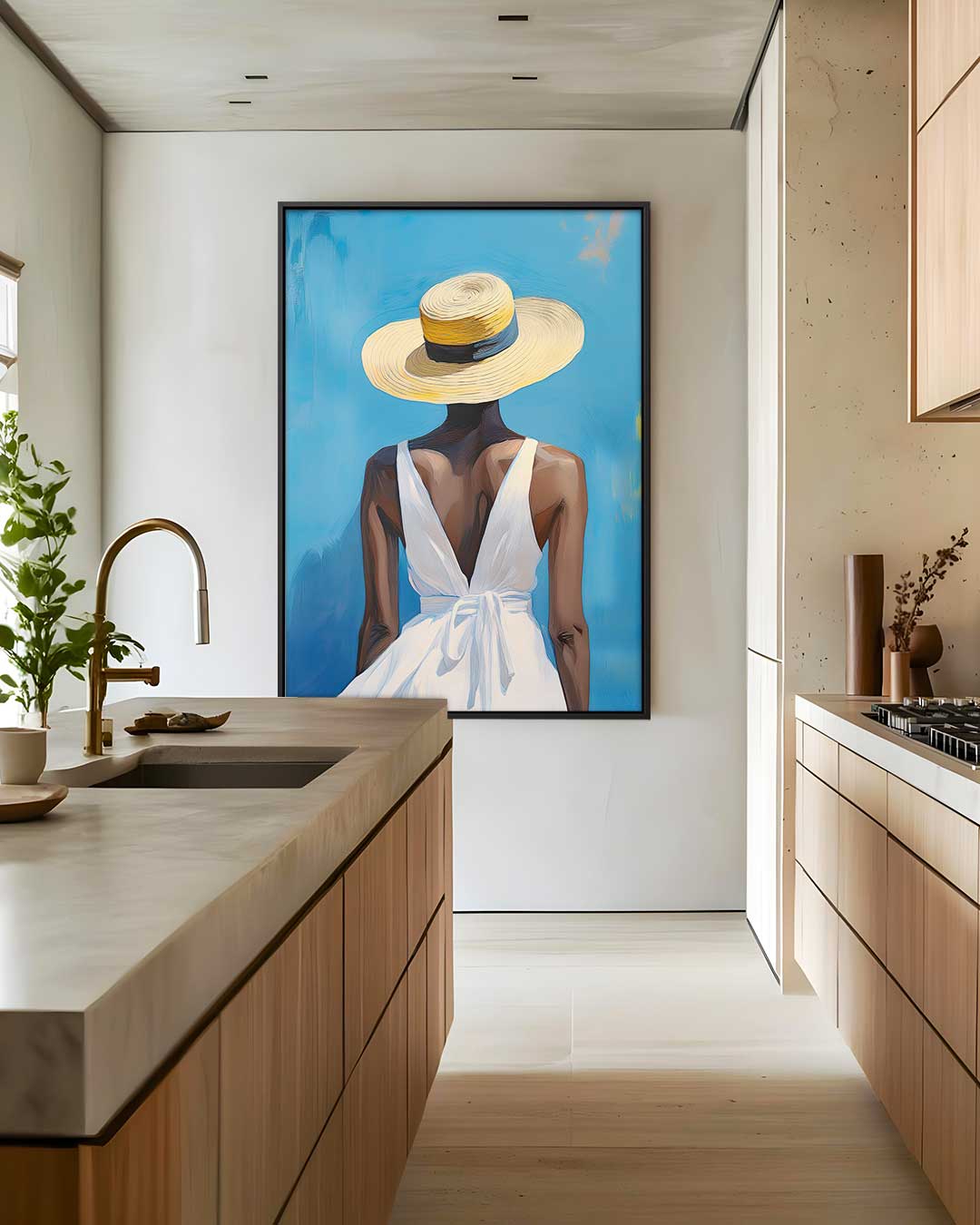 Zonsondergang Zomer Vibes – modern portret kunstwerk van WallArtistic