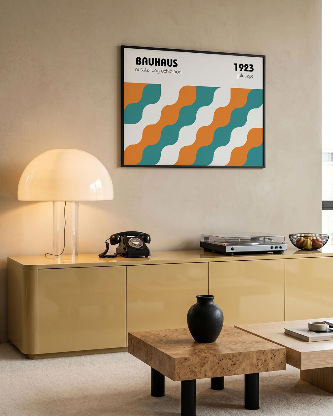 Golvend lijnenspel – moderne Bauhaus wandkunst als poster