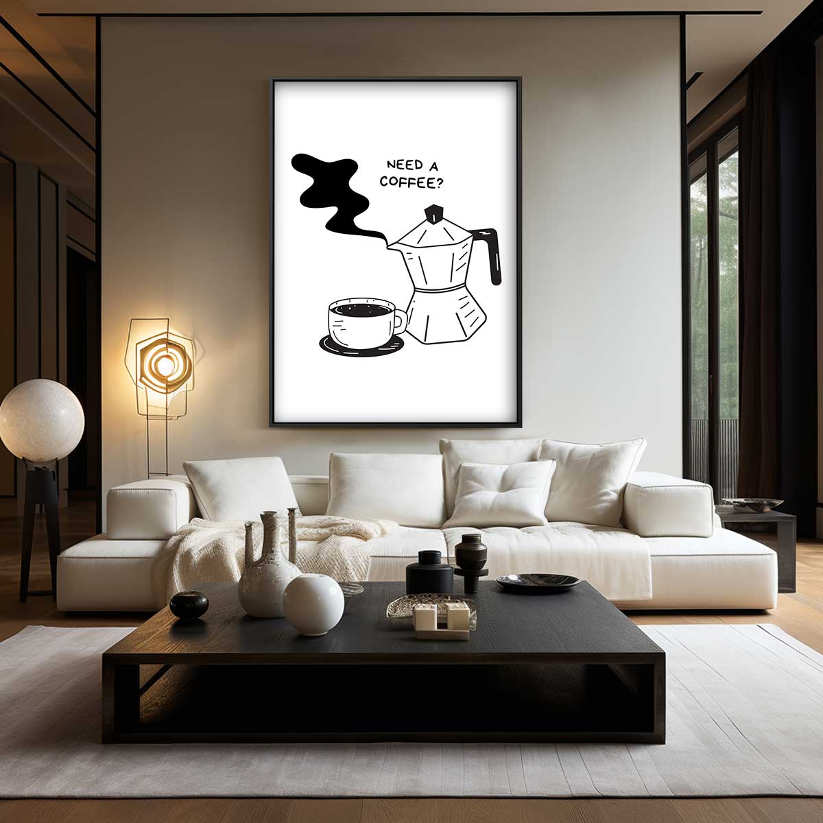 Koffie Illustratie – kunstwerk met zwarte baklijst