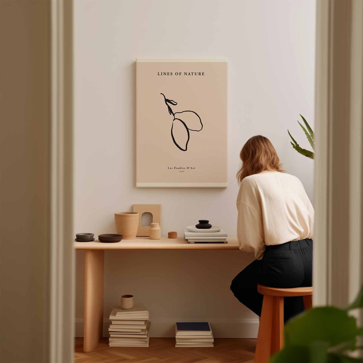 Minimalistische Natuurlijnen – modern portret kunstwerk van WallArtistic