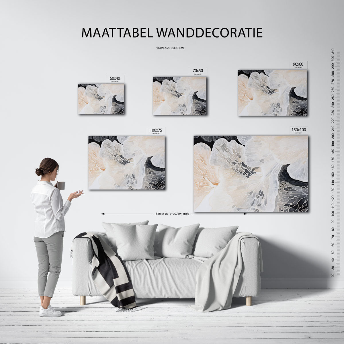 Organische vormen – Harmonieus – moderne liggende wandkunst