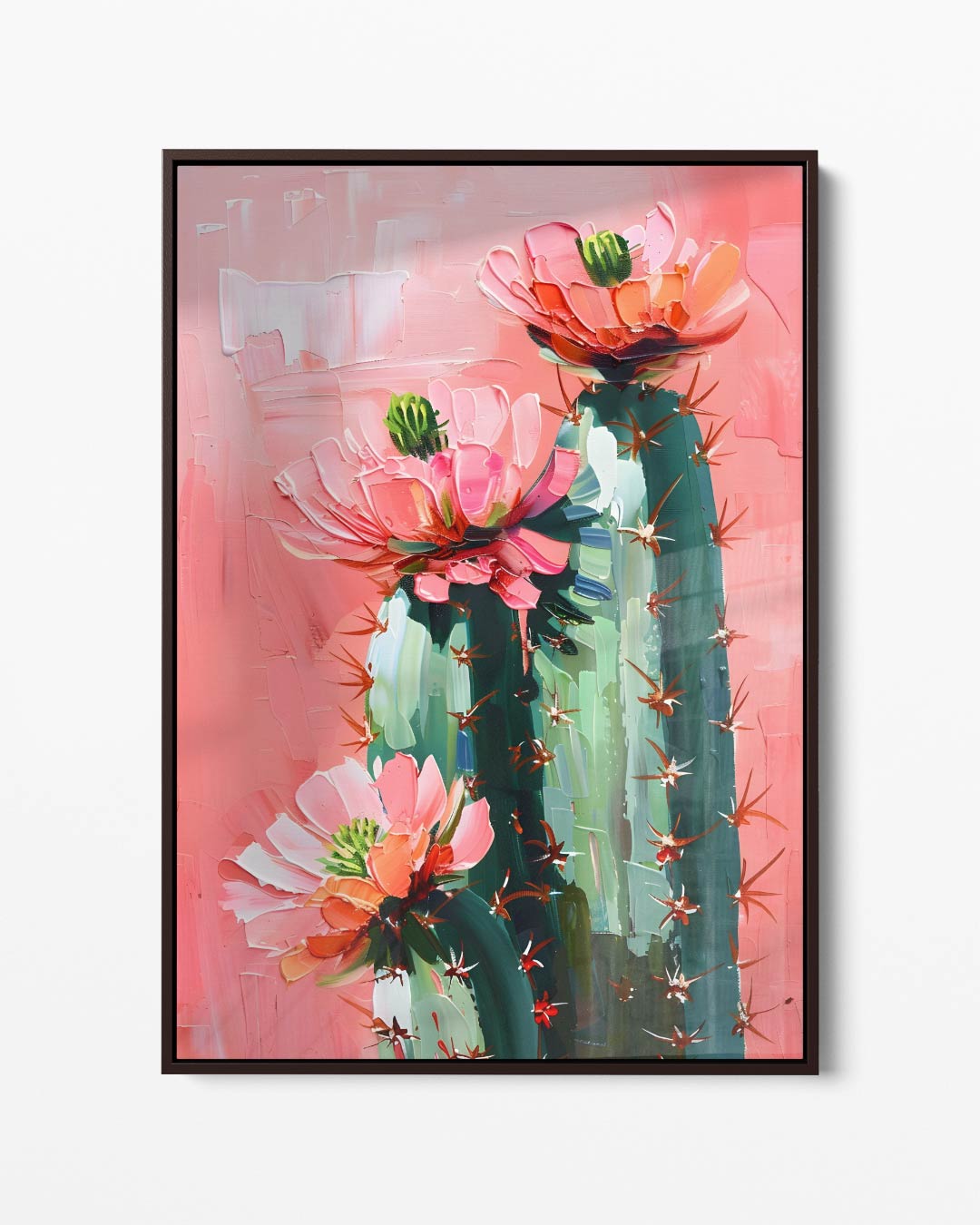 Kleurrijke Cactusbloei – portret kunstwerk als wanddecoratie
