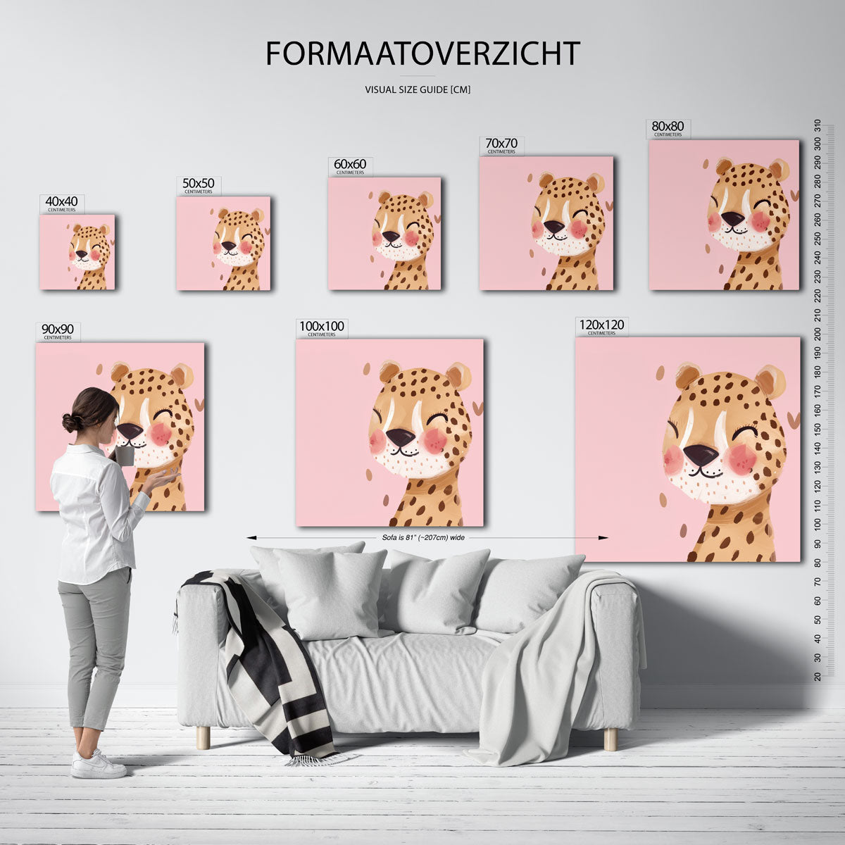 Lachende luipaard – vierkante muurposter voor de kinderkamer
