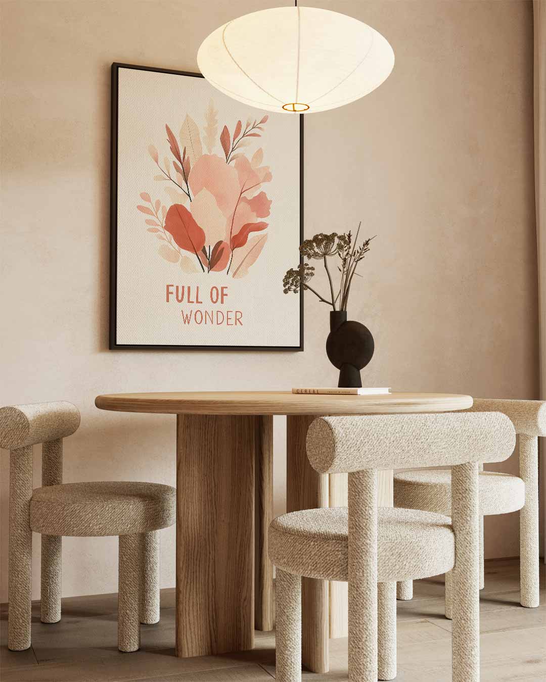 Vol Verwondering Bloemenkunst – kunstwerk met zwarte baklijst