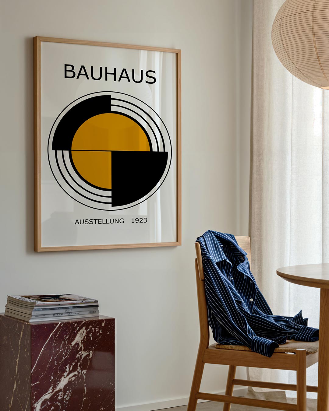 Cirkelstructuur en lijnen – geometrische poster in Bauhaus-stijl van WallArtistic