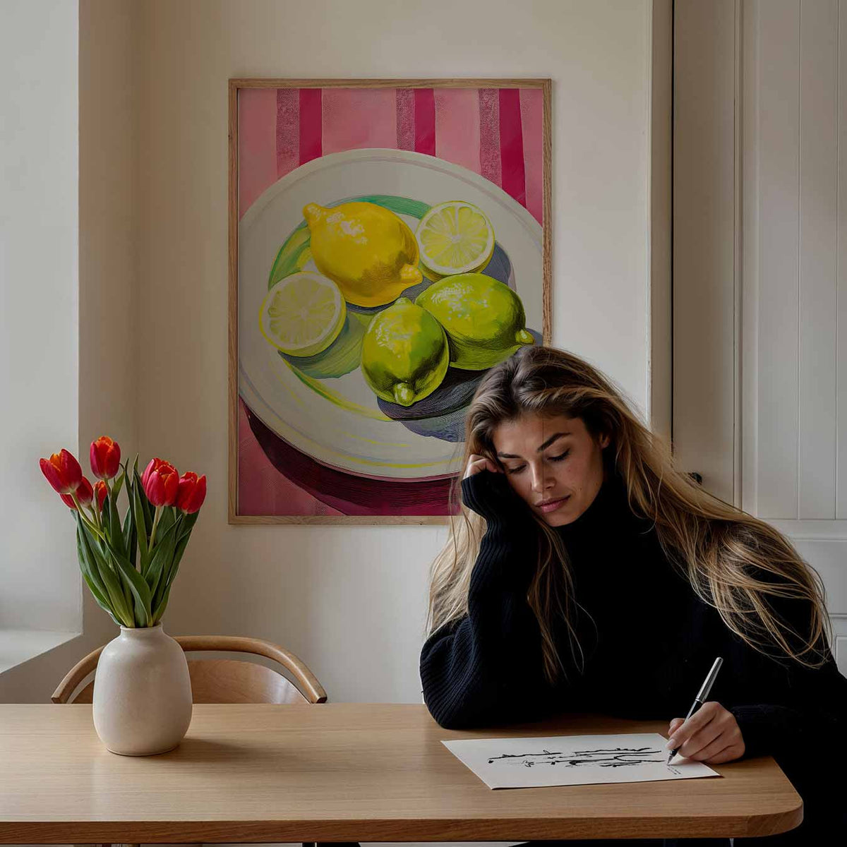 Citroenschijfje Chic – keuken portret poster, afbeelding 7