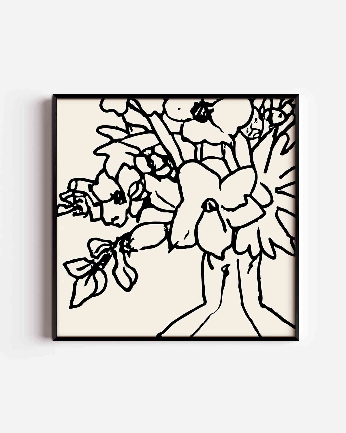 Bloemen in zwart wit – keuken vierkante poster als wanddecoratie