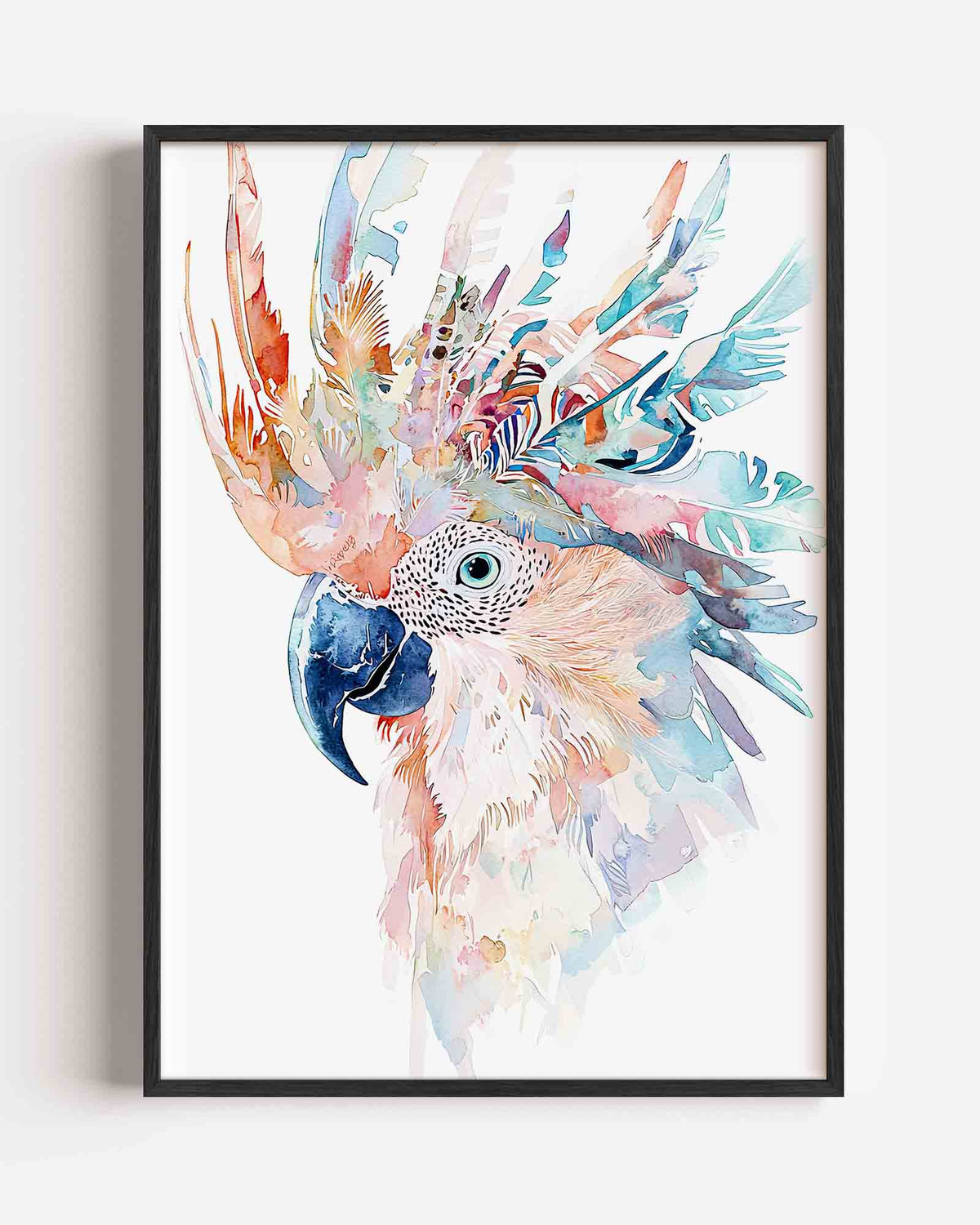 Papegaai met kleurrijke veren – dieren portret poster als wanddecoratie