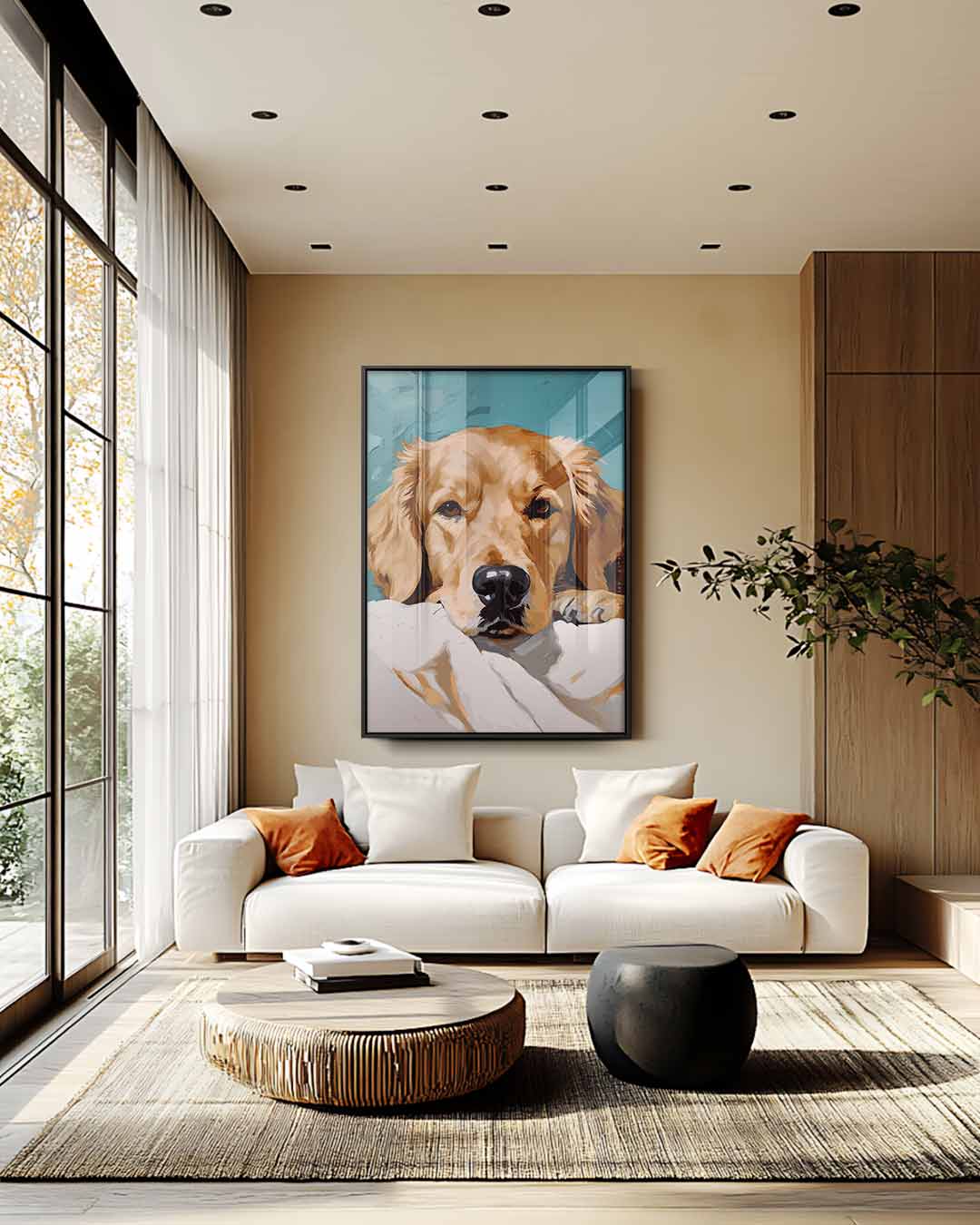 Sfeervol Hondenschilderij – modern portret kunstwerk van WallArtistic