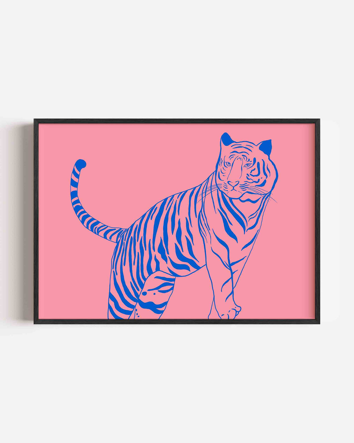 Tijger op roze achtergrond – dieren landscape poster als wanddecoratie