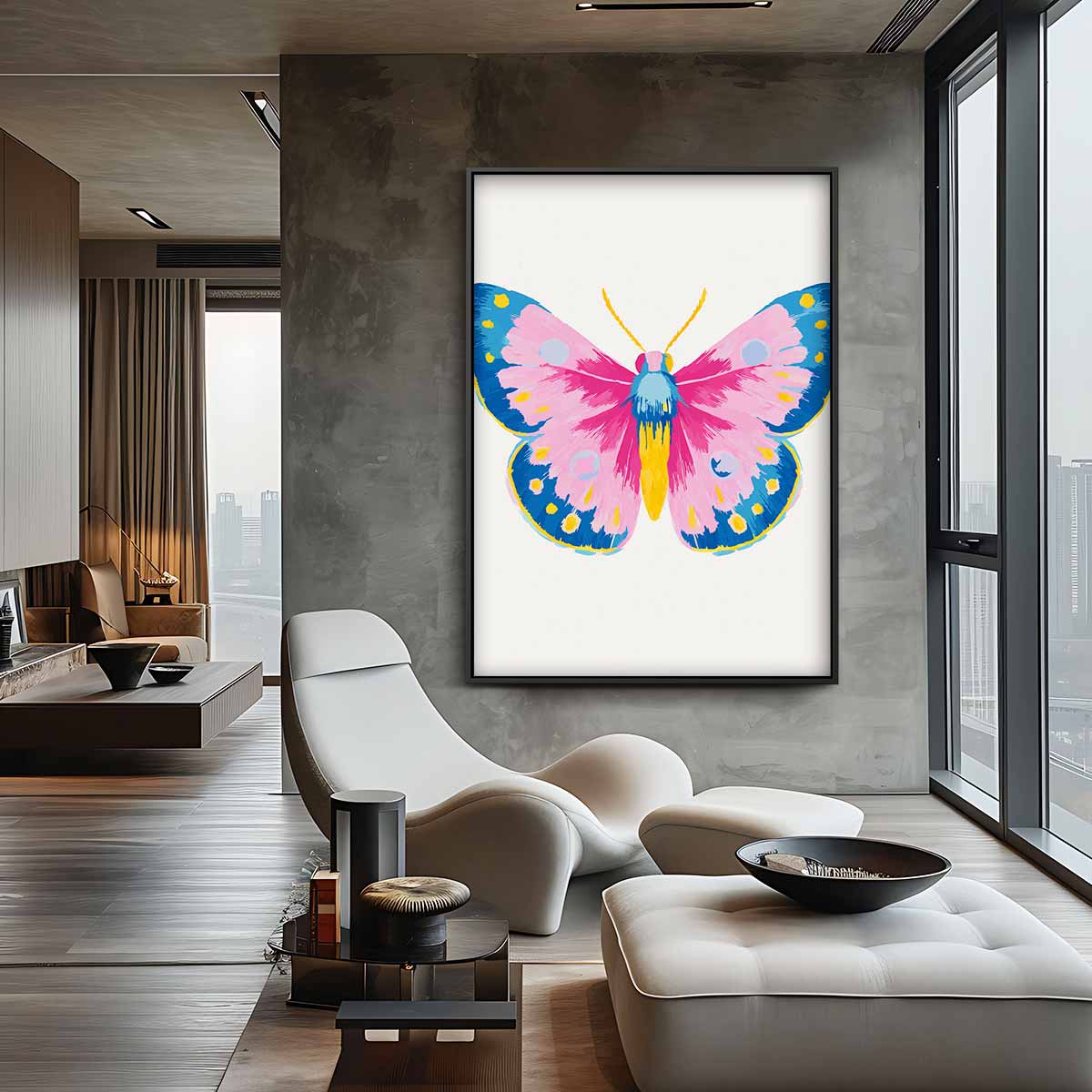 Kleurrijke Vlinderexpressie – canvas wanddecoratie in portret formaat