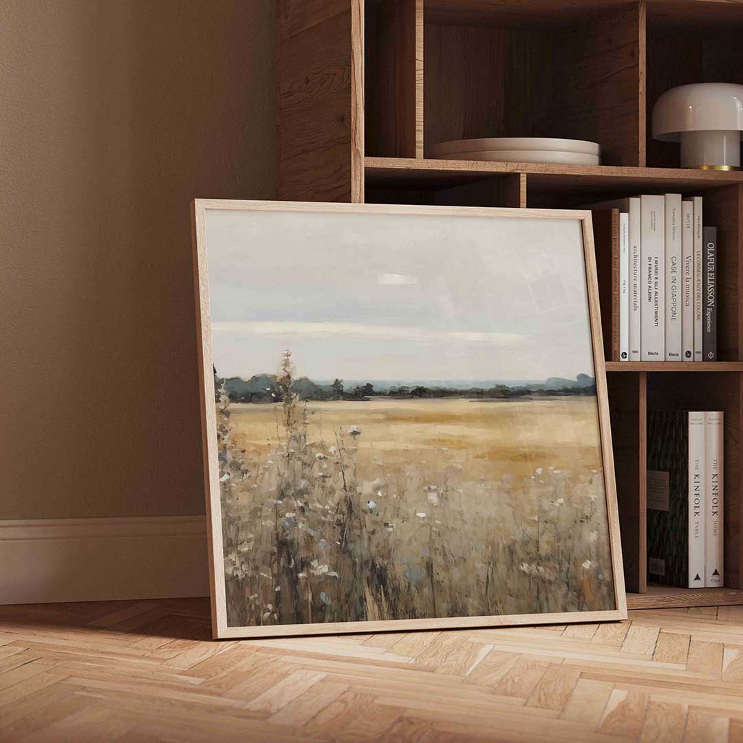Landschap met veld – vintage wandkunst als vierkante poster