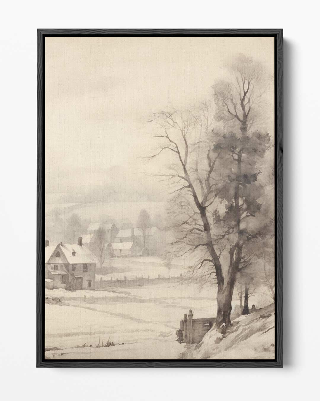 Winterlandschap in Waterverf – portret kunstwerk als wanddecoratie