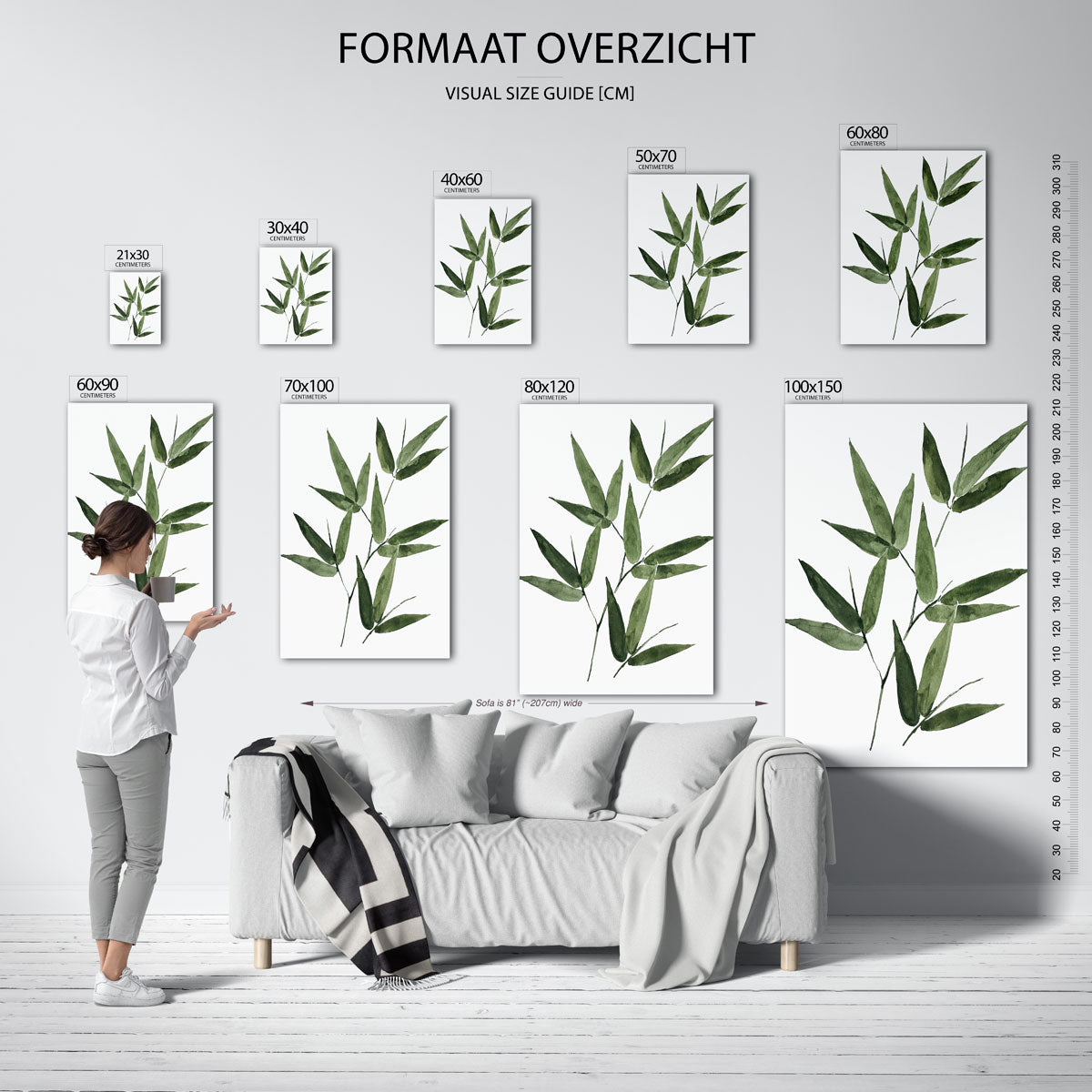Bamboe bladeren – staande muurposter met jungle thema