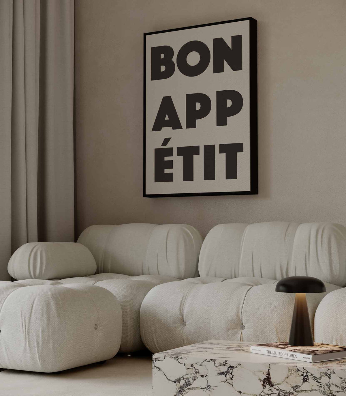 Bon Appétit Typografie Poster – portret wandkunst van WallArtistic