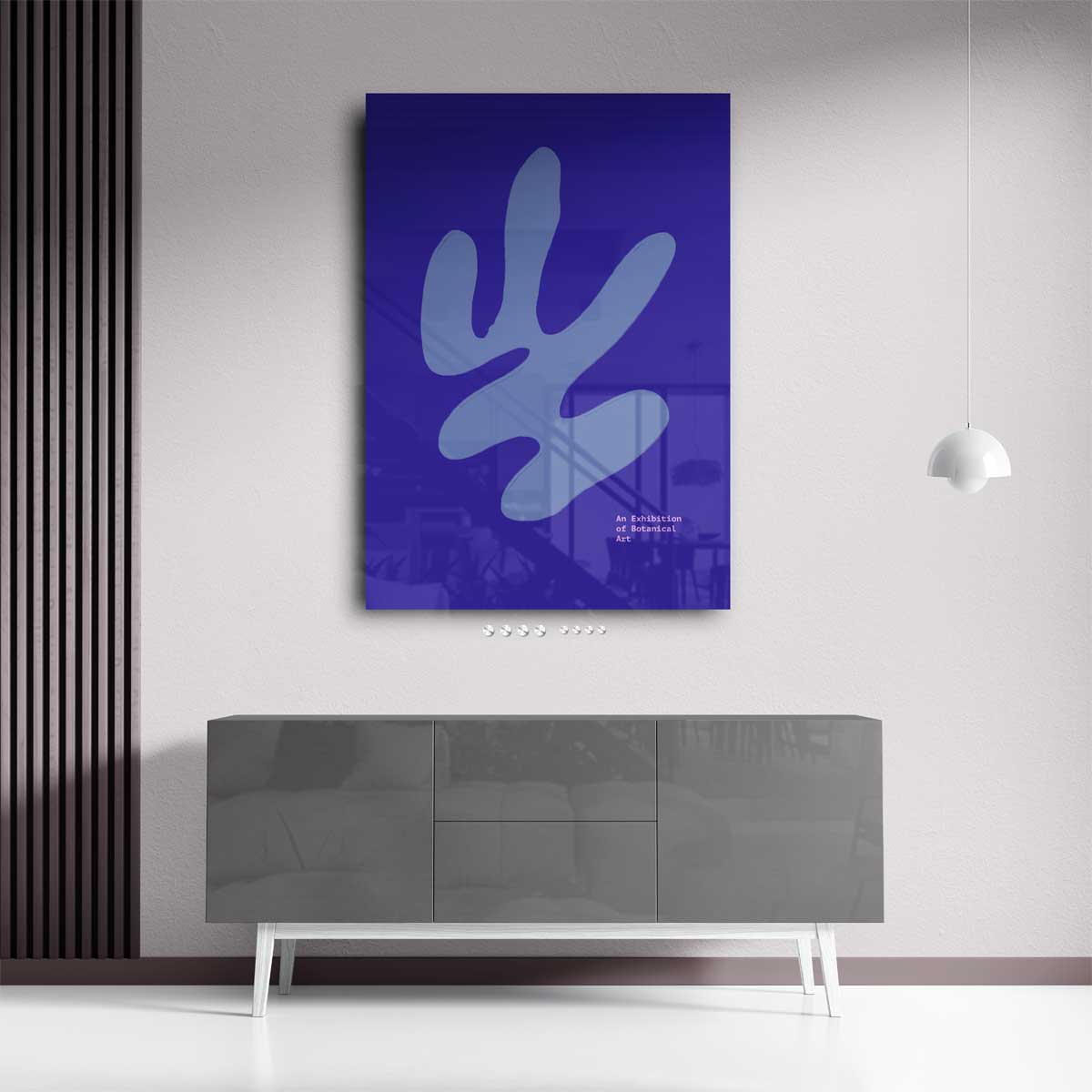 Blauwe Botanische Expressie – portret kunstwerk als wanddecoratie, afbeelding 13
