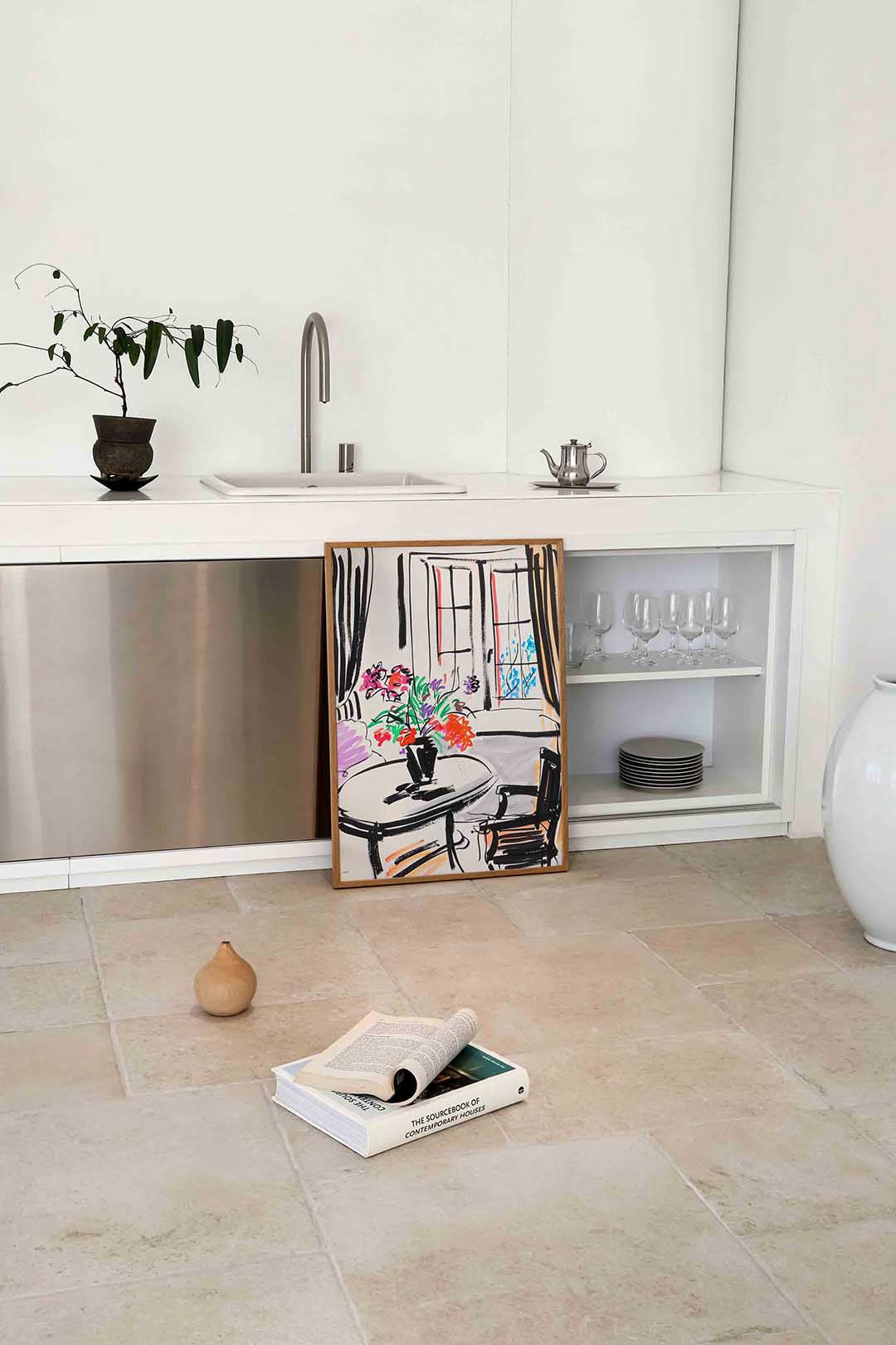 Bloemen op tafel – culinaire wandkunst als portret poster