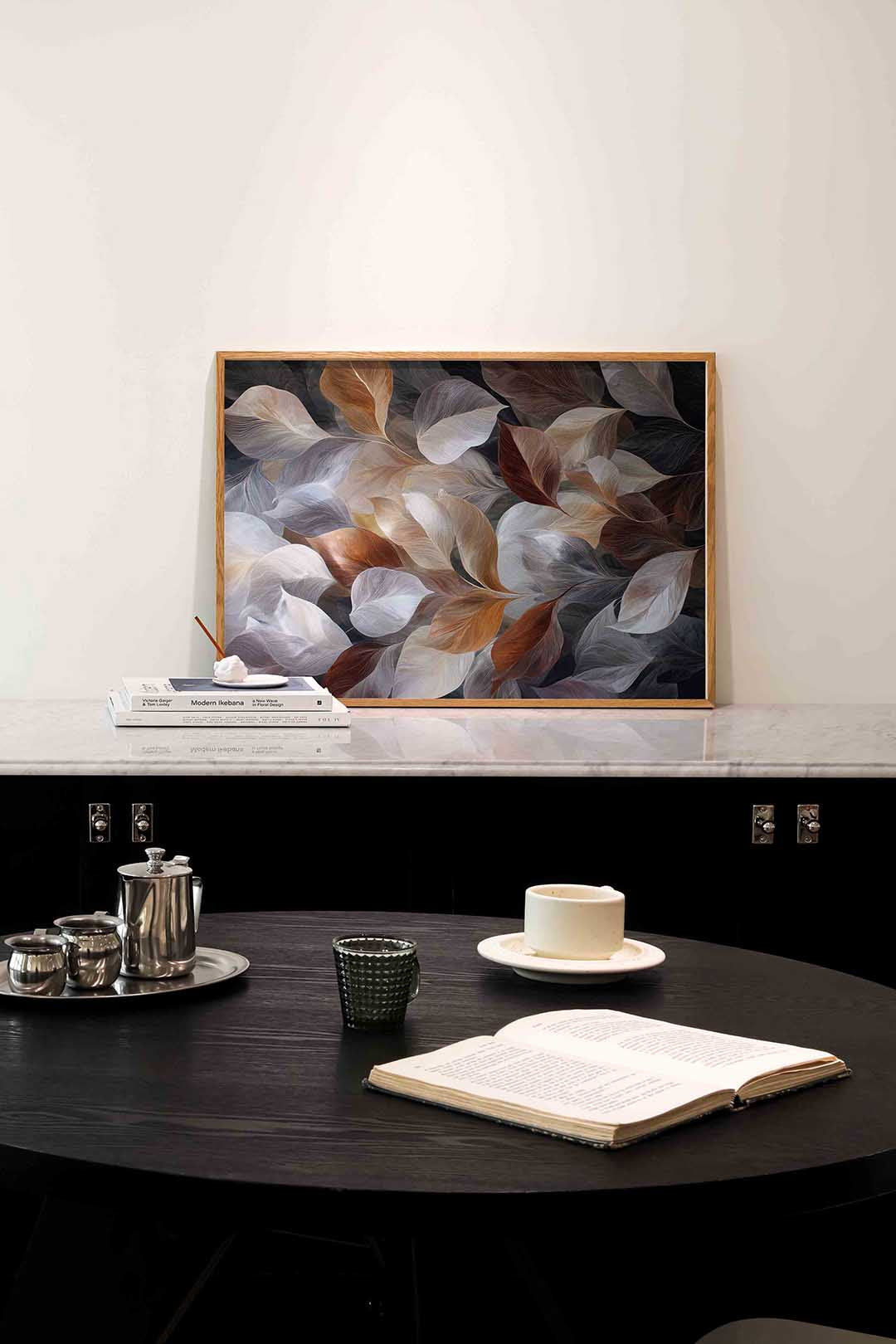 Bladeren compositie – abstracte poster in liggend formaat