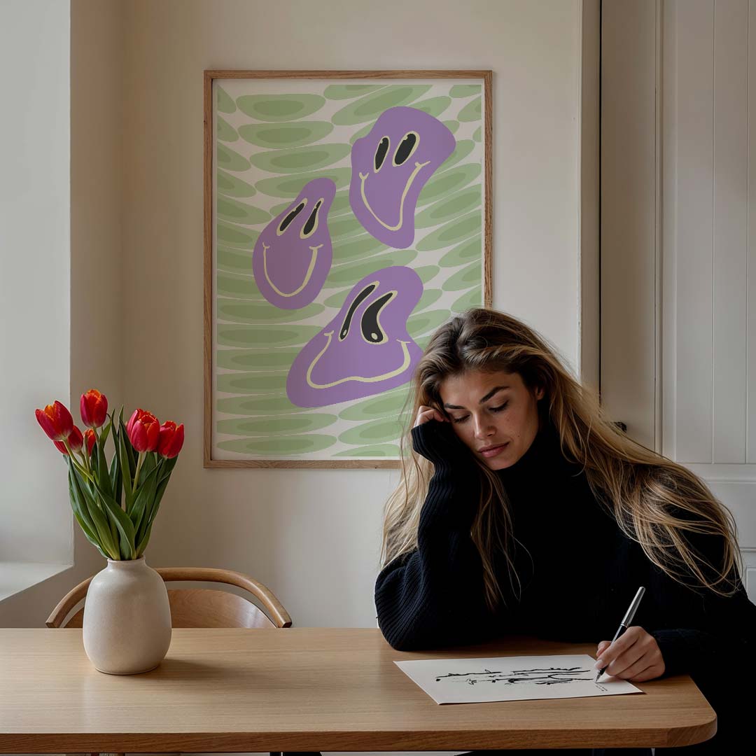 Vrolijke Gezichtjes – staande muurposter voor een modern interieur