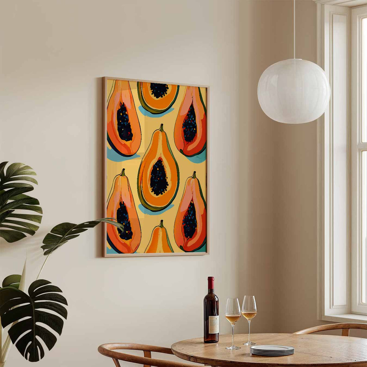 Tropische Papaya Illustratie – keukenposter in staand formaat