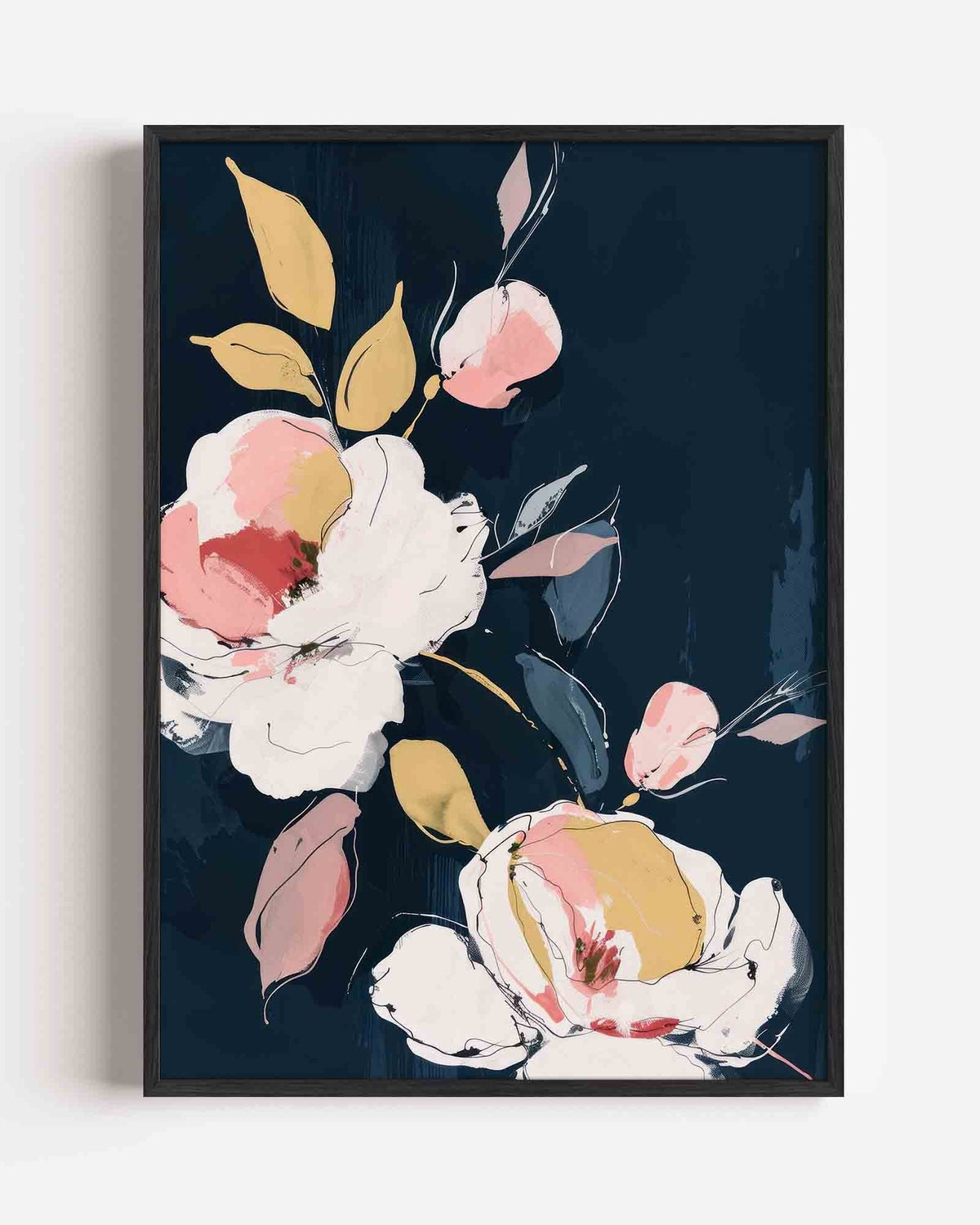 Bloemen en bladeren – kleurrijke illustratie portret poster als wanddecoratie