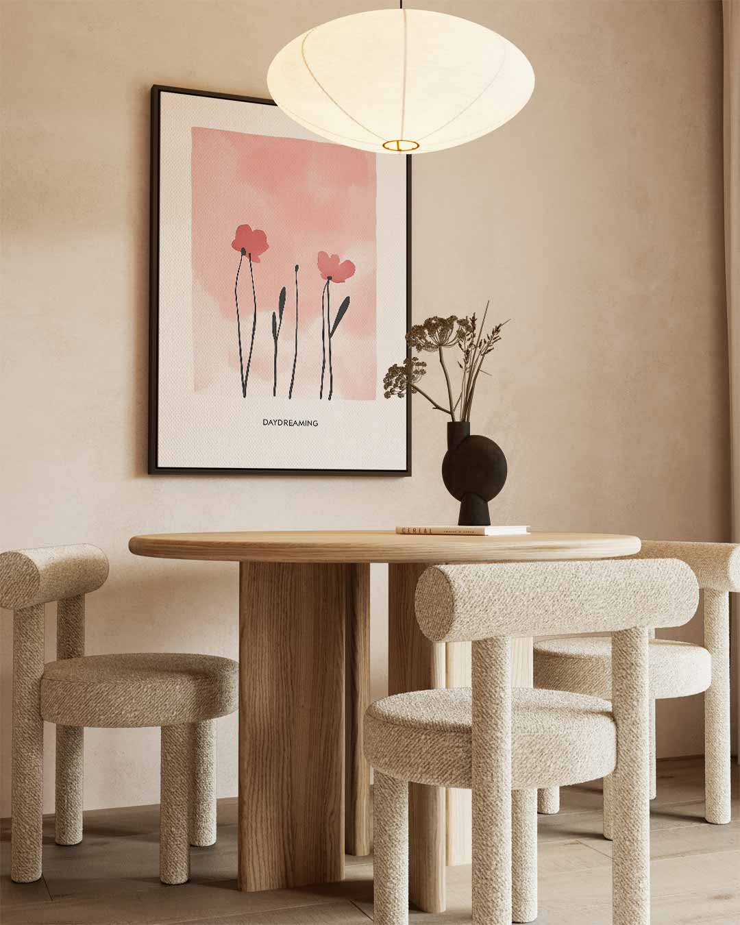 Dagdromen in Pastel – kunstwerk met zwarte baklijst