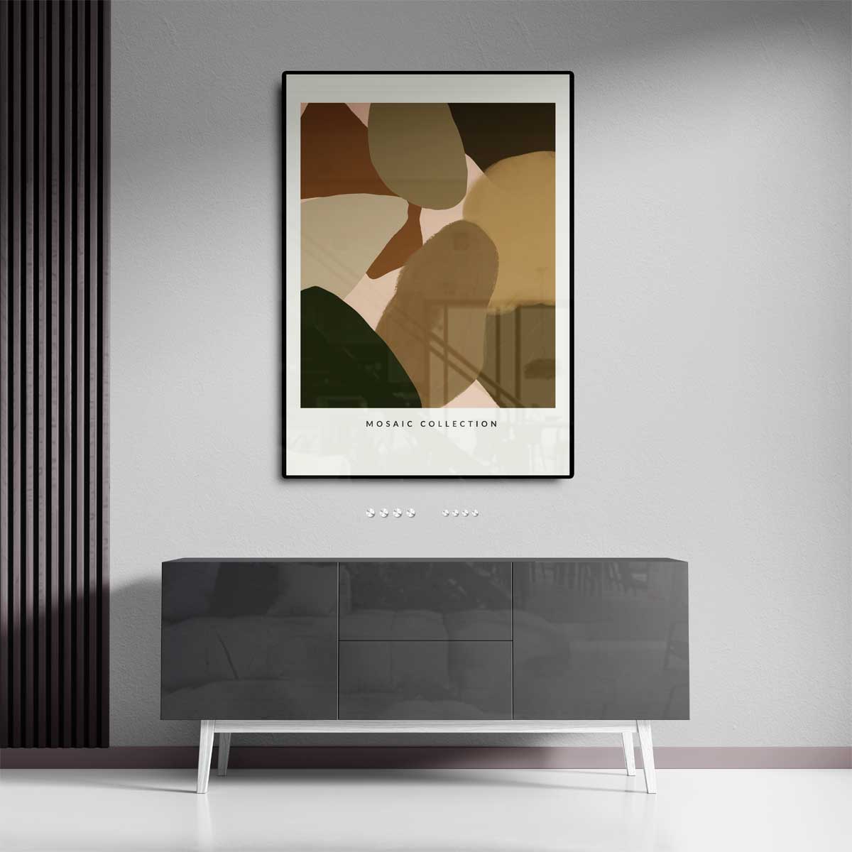 Aardse Abstracte Mozaïek – dibond kunstwerk als wanddecoratie