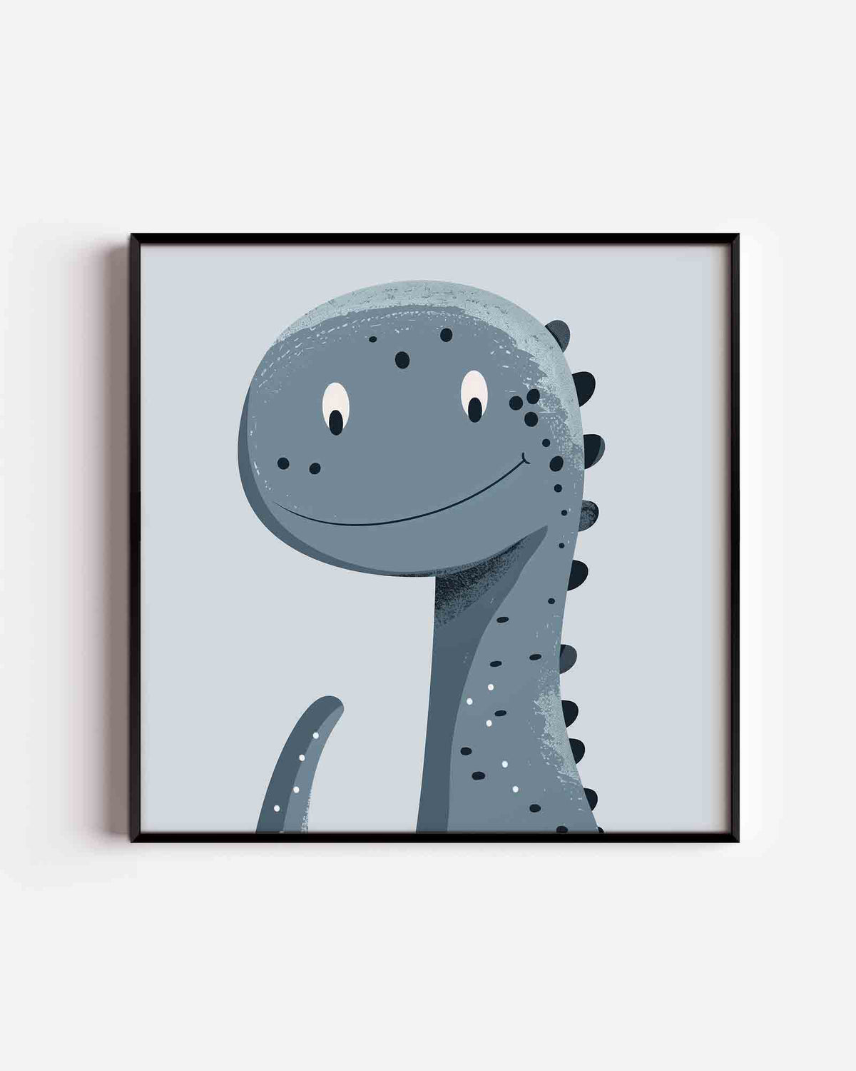 Blauwe dinosaurus – vierkante kinderposter als wanddecoratie