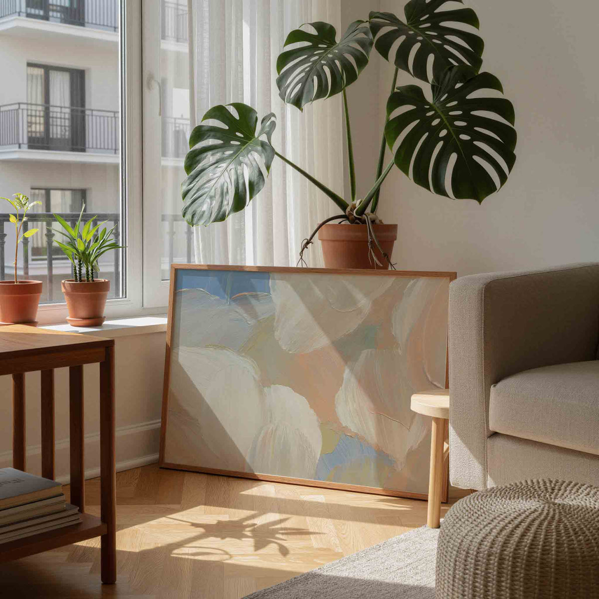 Abstracte penseelstreken – schilderkunst als moderne landscape poster