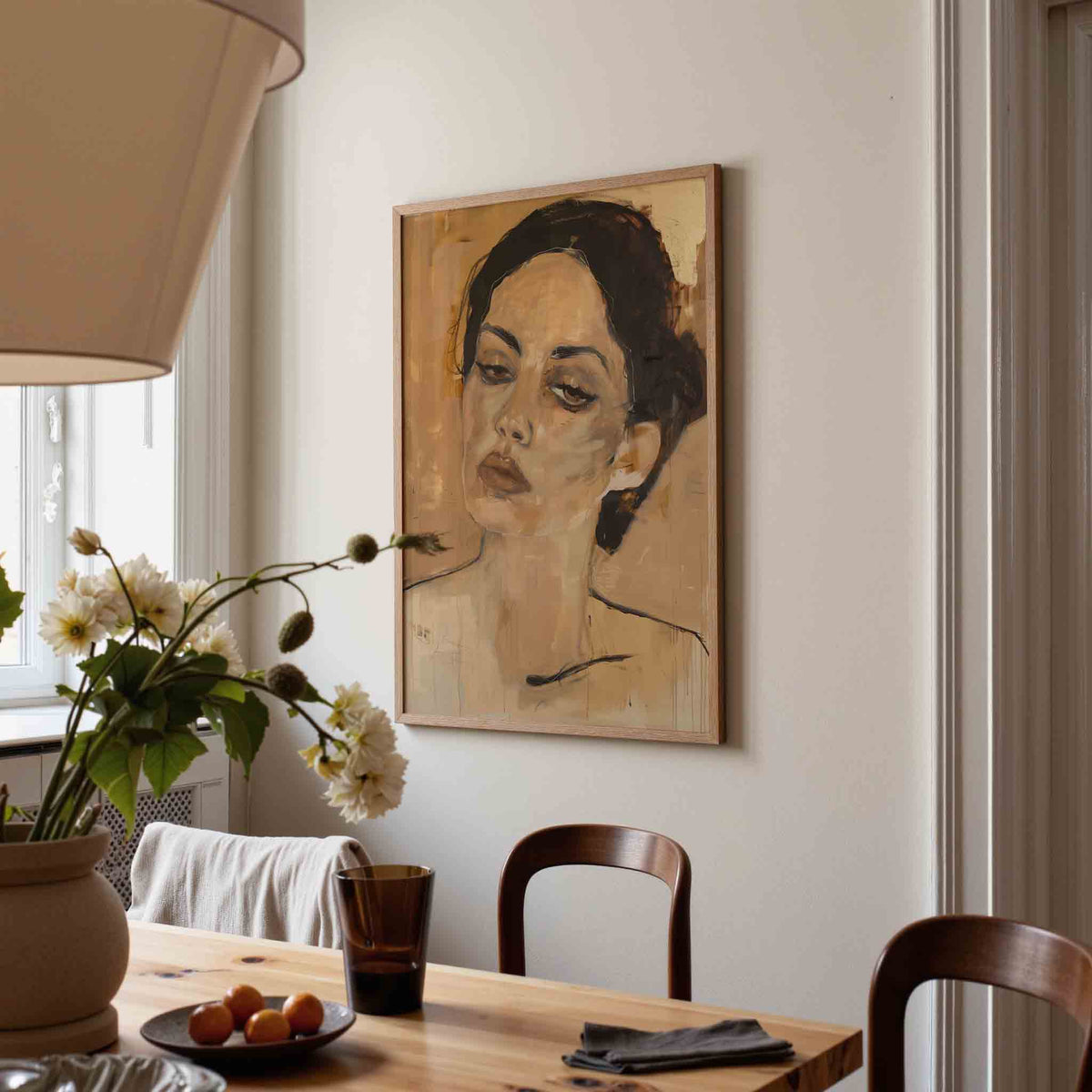 Vrouwelijk portret – eigentijdse illustratie poster in staand formaat