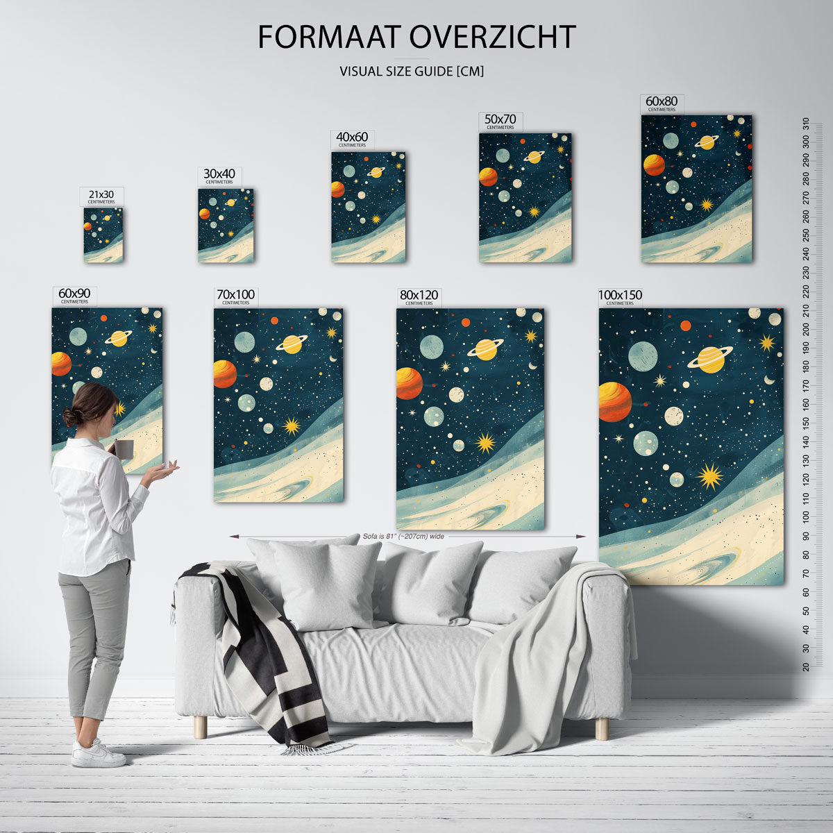 Planeten en sterren – staande muurposter voor de kinderkamer