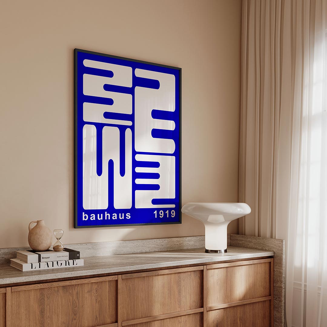 Vorm en lijnenspel – geometrische Bauhaus poster in staand formaat