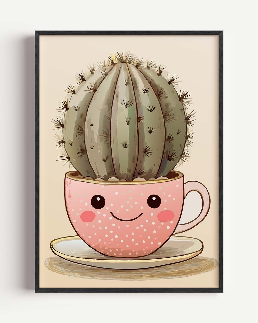 Schattige Cactus Kopje – Popart en Streetart portret poster als wanddecoratie