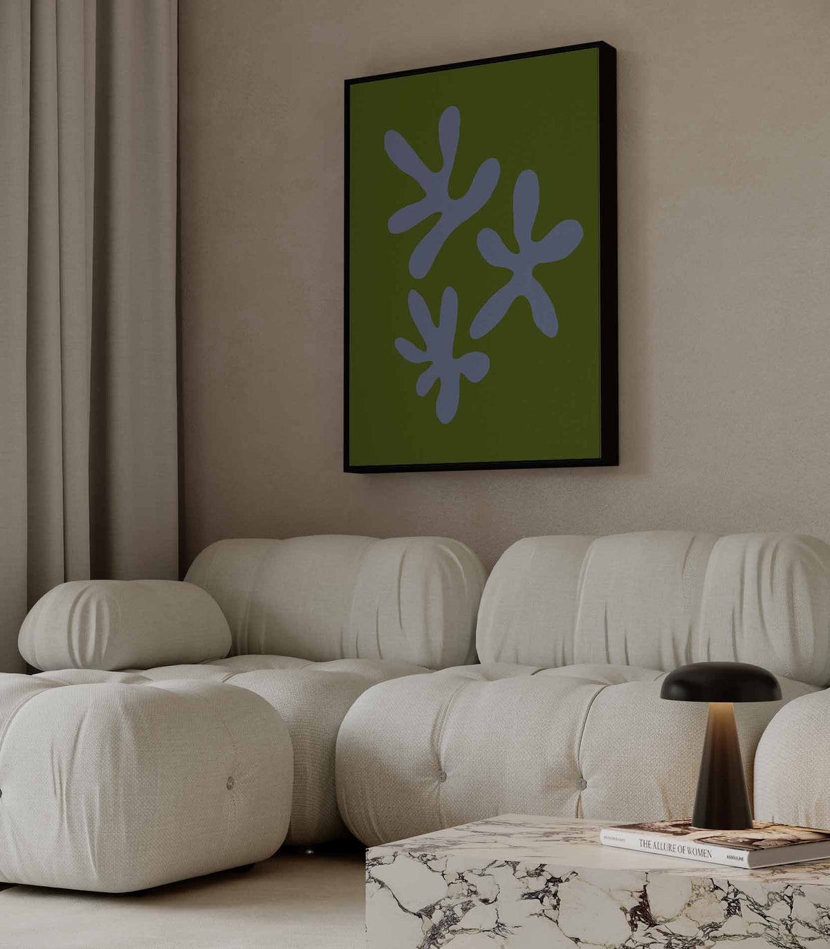 Vrolijke Vormen Op Groen – staande wandkunst voor woonkamer of interieur