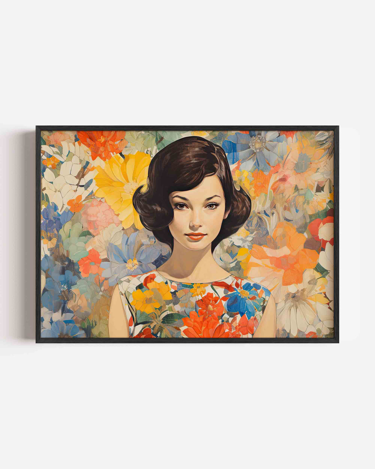 Vrouw met bloemen – vrouwelijk portret als landscape poster