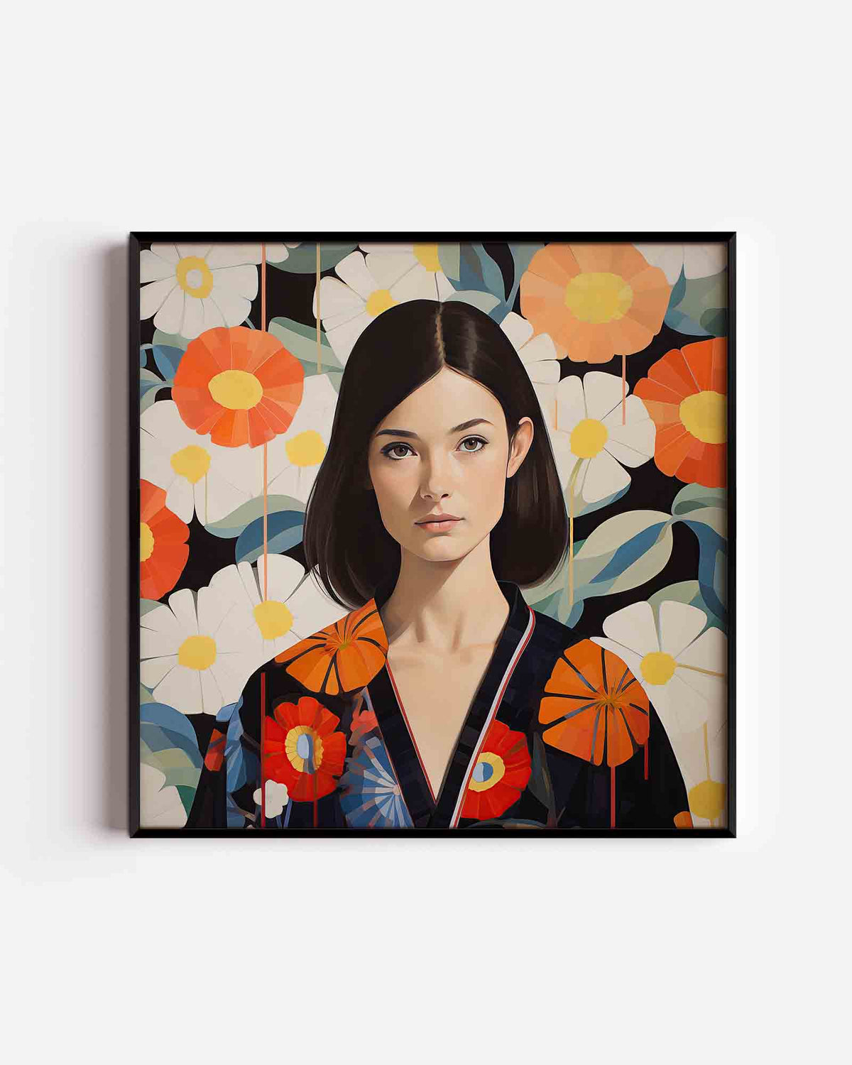 Vrouw met bloemen – design vierkante poster als wanddecoratie