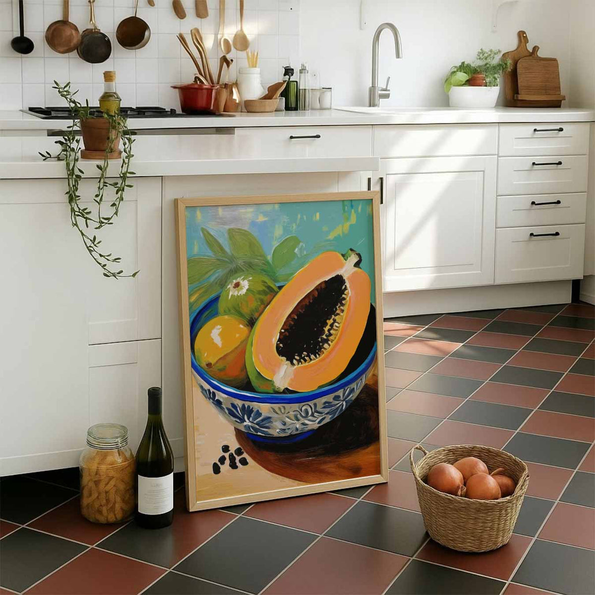 Tropisch Fruit Stilleven – staande muurposter voor keuken of eethoek