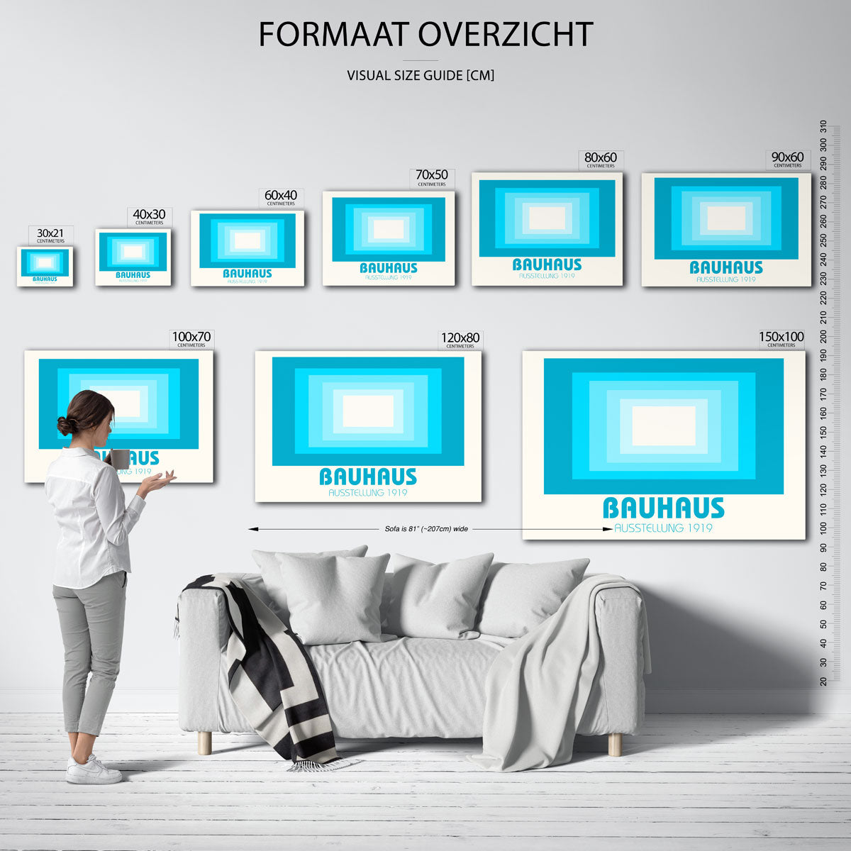 Vormritme en kleur – geometrische poster in Bauhaus-stijl van WallArtistic