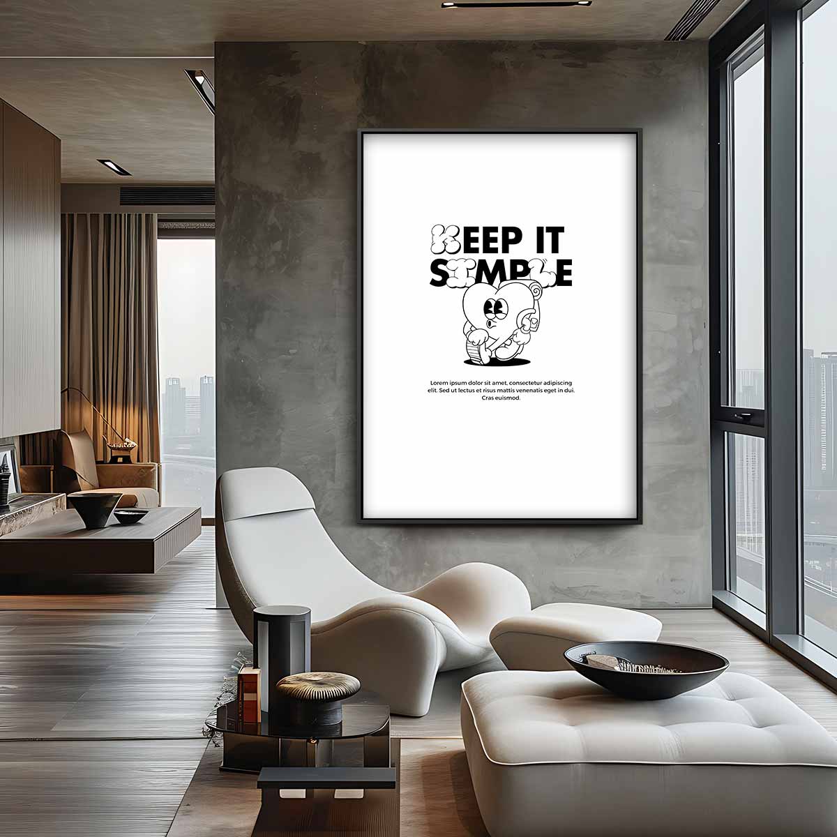 Keep It Simple Illustratie – staande wandkunst voor woonkamer of interieur