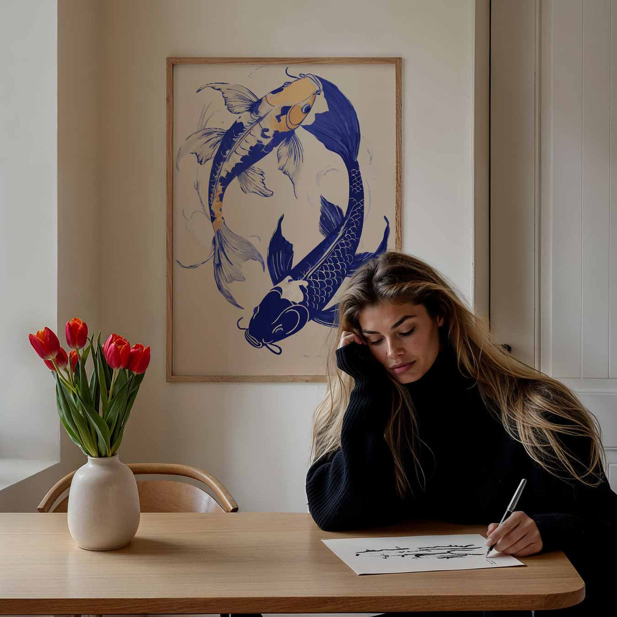Elegante Koi Karper – staande dieren wanddecoratie van WallArtistic