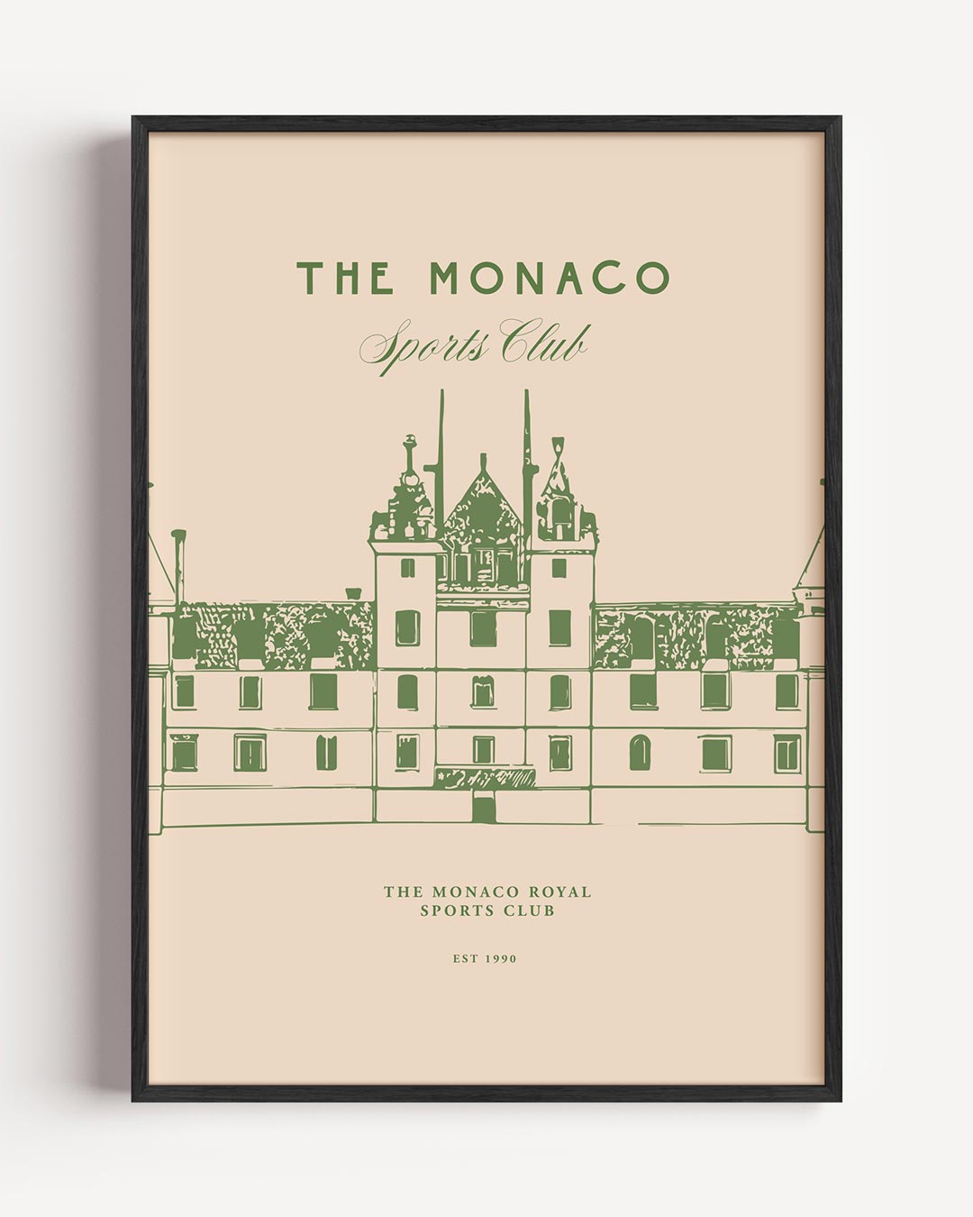 Elegant Monaco Sports Club – College Club portret poster als wanddecoratie
