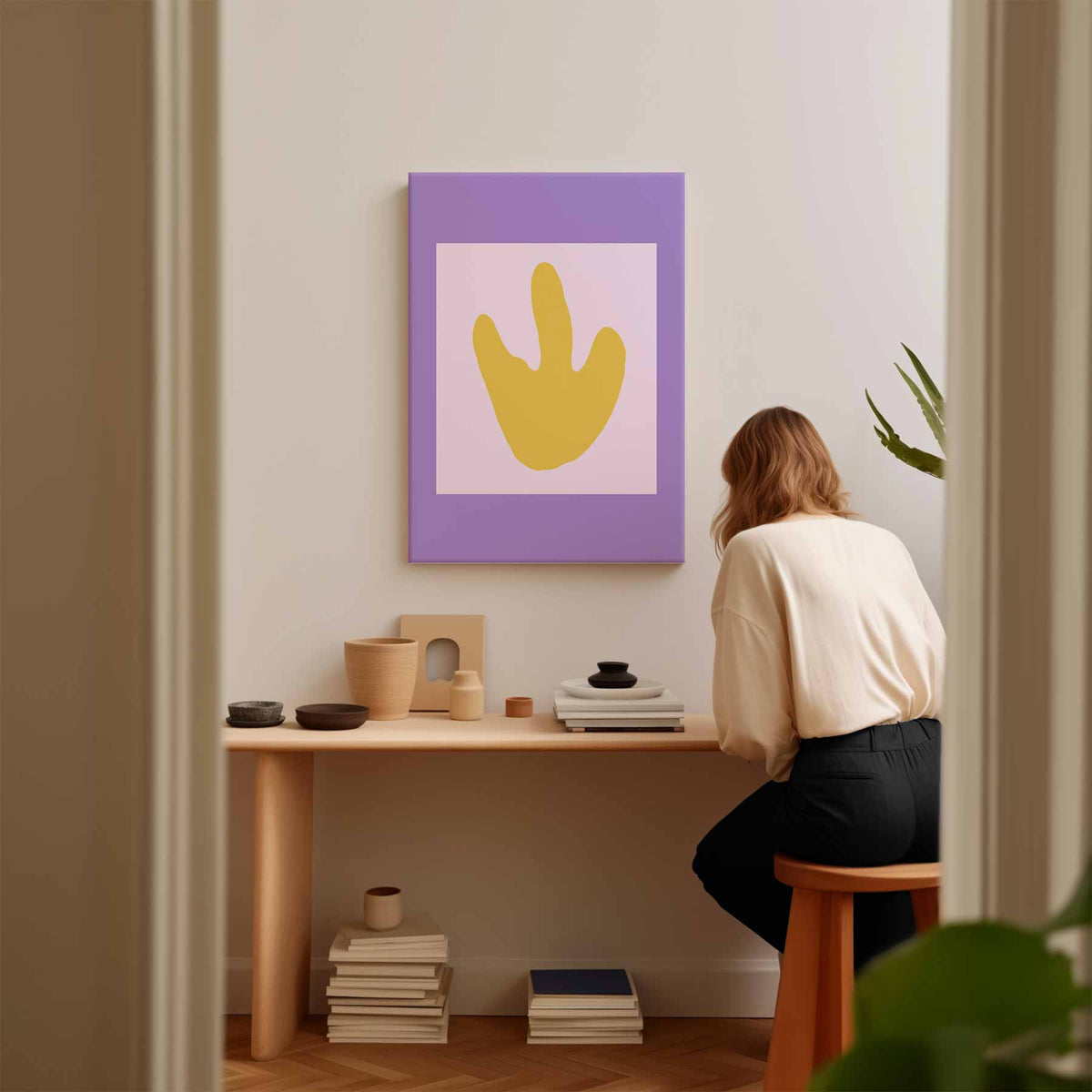 Vrolijke Voetafdruk – staand kunstwerk voor modern interieur