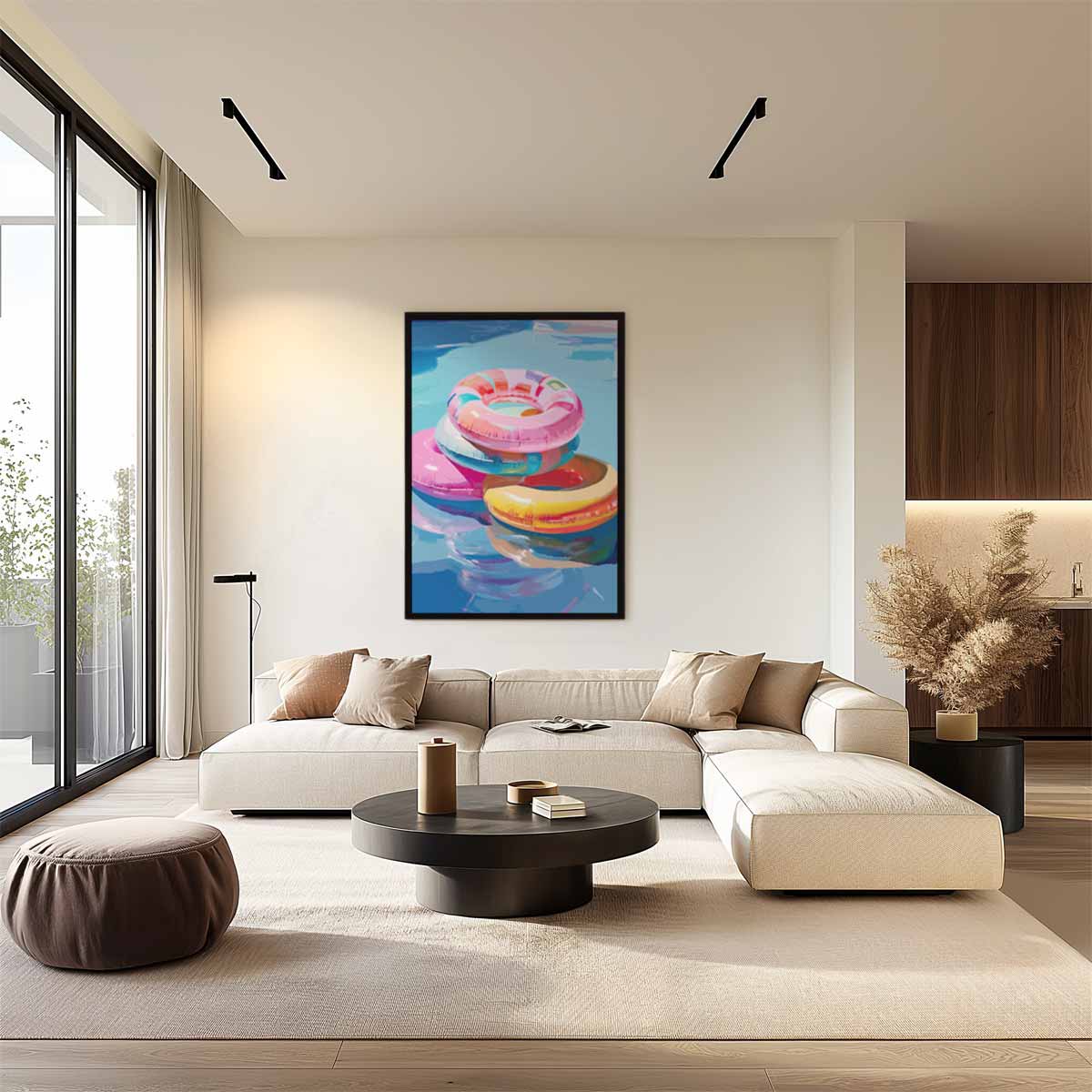 Zomerse Zwembad Fun – dibond wanddecoratie in staand formaat