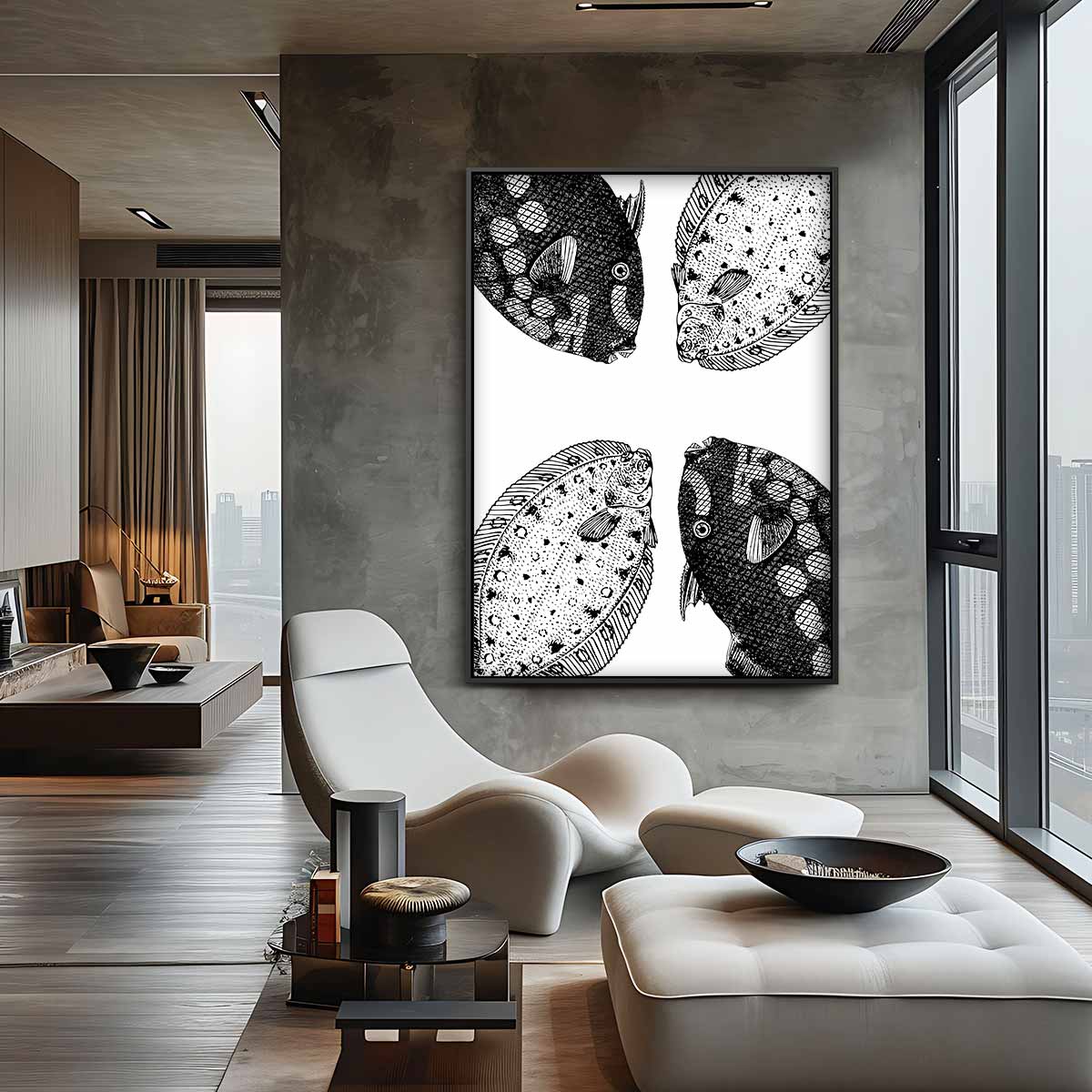 Zeesymfonie Vissenkunst – canvas wanddecoratie in portret formaat
