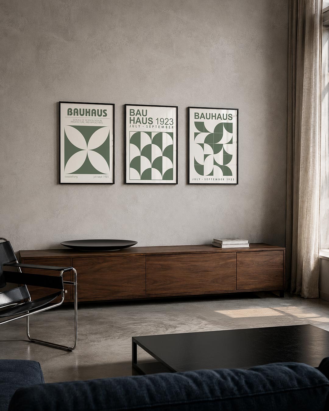 Vorm en balans driedelige posterset – deze posterset in drie delen toont een harmonieus spel van symmetrische vormen en