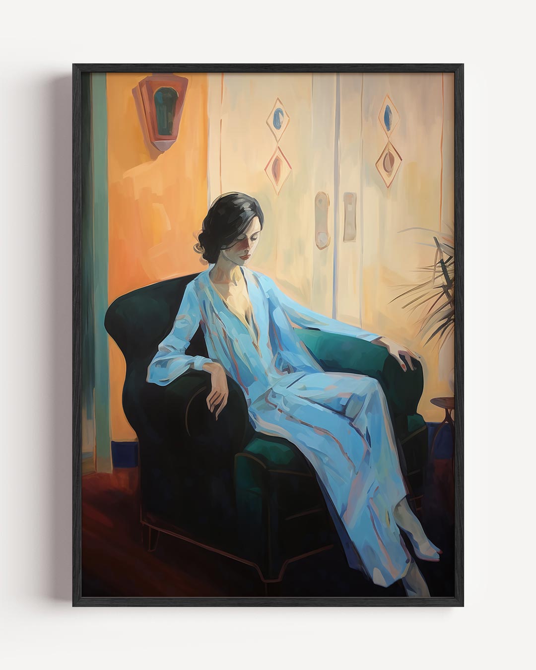 Ontspannen Elegantie Vrouwelijke Portretposter – vrouwelijk portret poster als wanddecoratie